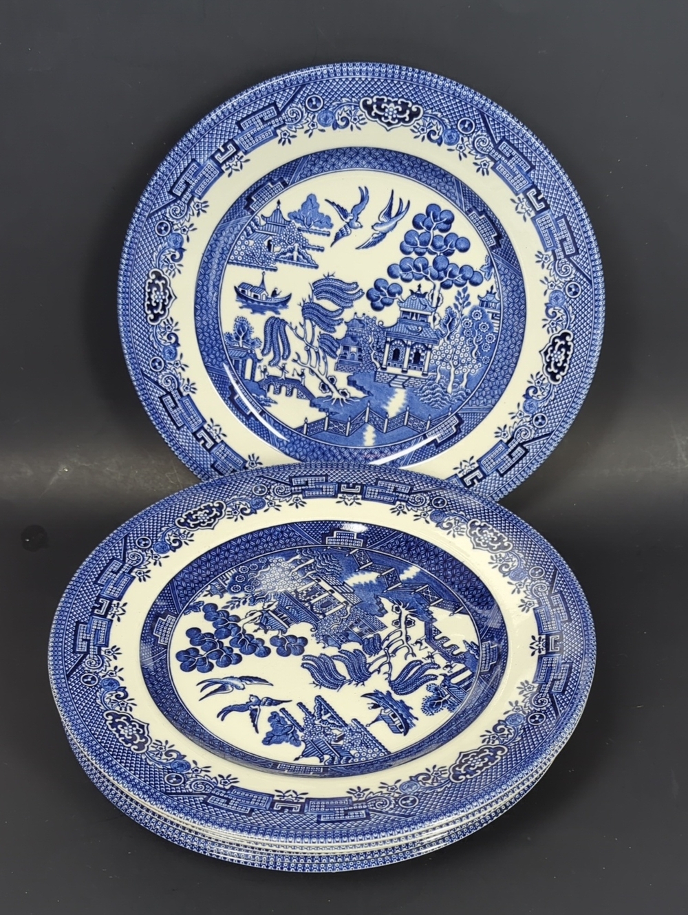 Churchill Blue Willow Dinner Plate 9.5", Set of 6, Made in England